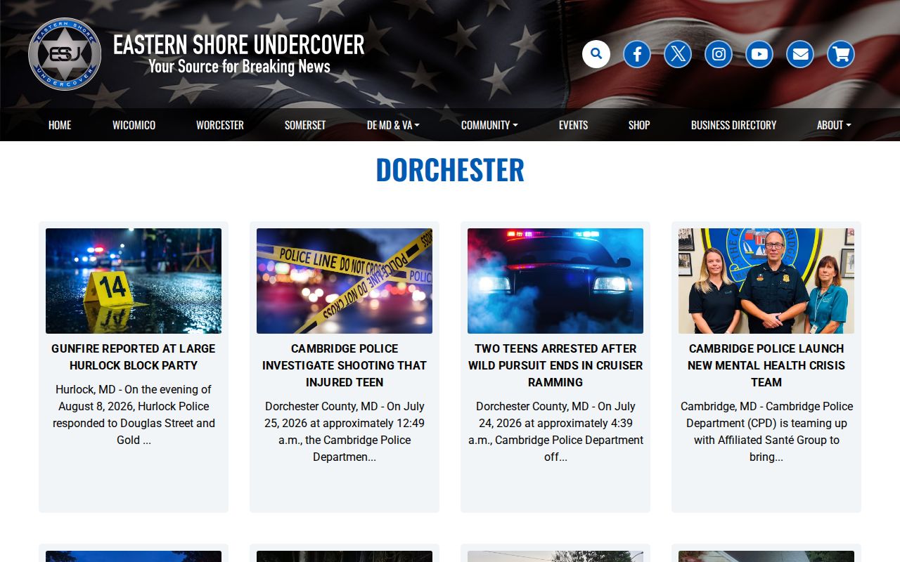 Dorchester County local arrest news page from Eastern Shore Undercover