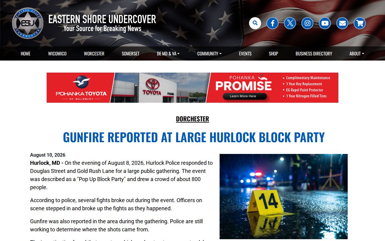 Eastern Shore Undercover Hurlock incident report